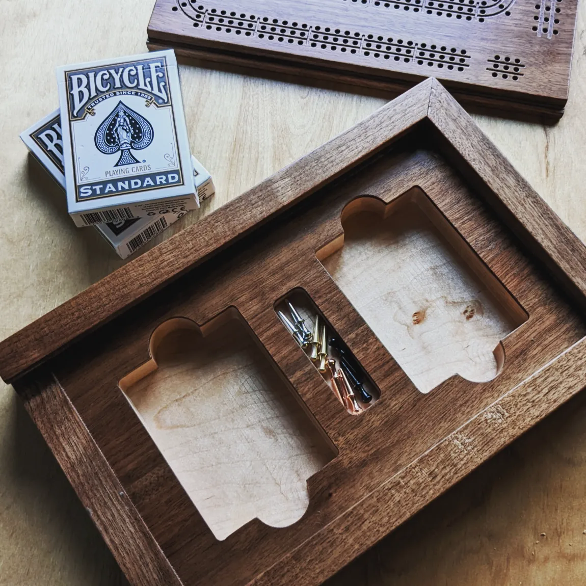 Walnut cribbage box